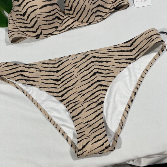 NWT Shade‎ & Shore [ 32B ] Bikini Top + Cheeky Bottom [ Small ] Animal Lurex - Picture 7 of 12
